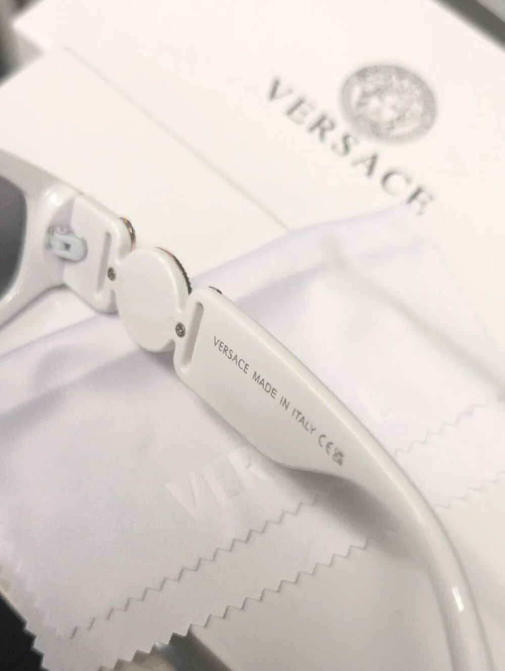 Authentic Brand New Versace White Cat-Eye Sunglasses with Gold Medusa Detail